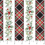 Northcott - Home For Christmas - Plaid Stripe, White