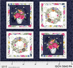 P & B Textiles - Indigo Song - 36^ Floral Blocks Panel, Multi