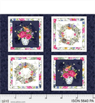 P & B Textiles - Indigo Song - 36^ Floral Blocks Panel, Multi