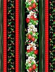 Timeless Treasures - Strawberry Fields - (Fruit) - 11^ Stripe, Black