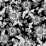 Studio E - 108^ Bloom - Floral Two Tone, White on Black