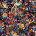 Timeless Treasures - Calico Cat - Floral, Multi