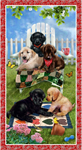 Henry Glass - Pups in The Garden - 24^ Pups in Garden Panel, Red