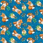Studio E - Auburn Fox - Tossed Fox Allover, Cobalt
