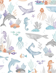 Wilmington Prints - Underwater Whimsy - Underwater Scenic, White