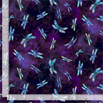 Timeless Treasures -  Dragonfly Mist - Flying Dragonflies, Purple