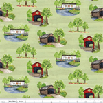 Riley Blake - Covered Bridges in Spring - Main Print, Green
