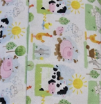 A.E. Nathan - 56/57^ Printed Dyed Flannel - Farm Animals in Patches, White