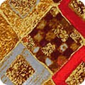 Robert Kaufman - Gustav Klimt - Gold Metallic Diagonal Squares, Red