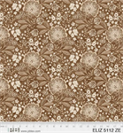 P & B Textiles - 108^ Elizabeth - Large Floral, Brown Ecru