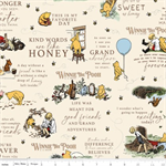 Riley Blake - Designer Flannel - Winnie The Pooh - Quotes, Cream