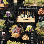 Quilting Treasures - Cork & Barrel - Wine Motifs and Regions, Charcoal