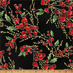 Hoffman California - Christmas Wish - Red Berries, Black/Gold