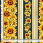 Timeless Treasures - Sunflower Farm - Sunflower 11^ Stripes, Sapphire