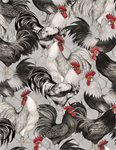 Wilmington Prints - Proud Rooster - Packed Roosters, Gray