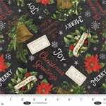 Blank Quilting - Be Merry & Shine Bright - Bells and Poinsettias, Charcoal