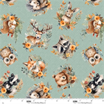 Blank Quilting - Wild and Free - Tossed Animals, Teal