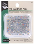 Dritz - Pins - 350 Ball Point Pins - Plastic Heads - Size 17 - 1 1/16th^