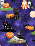 Wilmington Prints - Spooky Tails - Scenic Cats, Purple