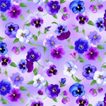 Timeless Treasures - Pansy Perfection - Packed Pansy Floral, Lilac
