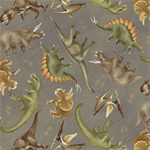 3 Wishes - Dinosaur Trails - Tossed Dinos, Taupe