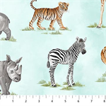 Northcott - Baby Safari - All Over Animals, Turquoise
