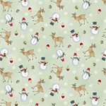 Henry Glass - Nordic Holiday - Tossed Reindeer, Light Sage