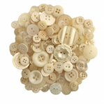 Buttons Galore  in Mason Jar - Antique White Buttons