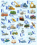 Hoffman California - Things That Go From A to Z - 36^  Panel, Baby Blue
