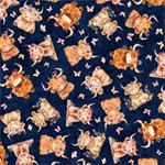 Quilting Treasures - QT Cuties 2 - Baby Highland Cows, Navy