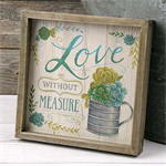 Framed Wooden Sign - ^Love^ With Succulents