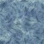 Quilting Treasures - Drawn to Birds - Bird Toile, Blue