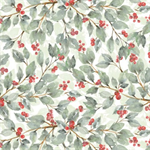 P & B Textiles - Woodland Whispers - Berry Vines, White/Sage