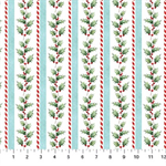 Northcott - Holly Jolly - Holly Stripe, White