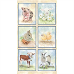 P & B Textiles - Barnyard Babies - 24^ Block Panels, Multi