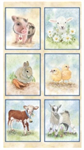P & B Textiles - Barnyard Babies - 24^ Block Panels, Multi