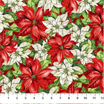 Northcott - Holiday Joy - Packed Poinsettias, Red