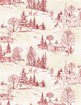 Wilmington Prints - The Jolly North - Scenic Toile, Cream/Red