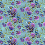 Blank Quilting - Florinda - Anemones Flowers, Teal/Violet