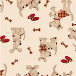 A.E. Nathan - Comfy Flannel Prints - Dog w/Scarf & Slippers, Beige