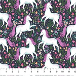 Northcott - Unicorn Dreams - Prancing Unicorns, Charcoal