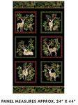 Benartex Traditions - Winter in The Pines - 24^ Deer Panel, Black