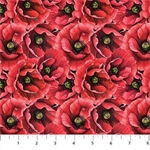 Northcott - OOH LA LA - Packed Poppies, Red