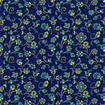 Quilting Treasures - Oxford Revival - Flower With Dotted Scroll, Navy