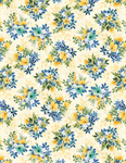 Wilmington Prints - Sunlit Serenade - Tossed Bouquets, Light Yellow