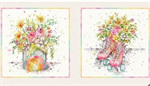P & B Textiles - Boots & Blooms - 24^ Block Pillow Panel, Multi