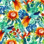 Michael Miller - Garden Isle - Tropical Flowers & Birds, White