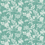 Henry Glass - Tranquility - Floral Design, Dark Aqua