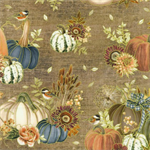 Robert Kaufman - Hello Fall - Pumpkin Arrangement, Hazelnut