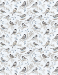 Wilmington Prints - Woodland Frost - Birds & Berries, Light Blue